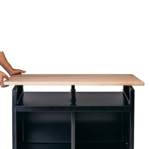 Banc de lucru 1200 x 600 x 830 mm , blat din lemn, gri inchis, 5 sertare + 1 usa,MSS - Img 6