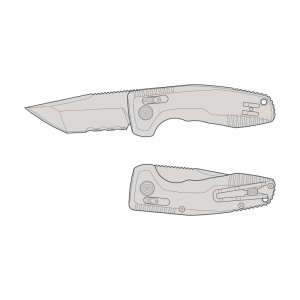 Cutit automat SOG TAC AU Compact Tanto Serrated 15-38-10-57, lama Tanto Cryo D2 partial zimtata, AU-XR Lock, maner din aluminiu, Tactical EDC Knife - Img 12