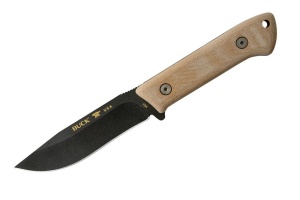 Cutit de camping Buck 104 Compadre Camp Knife 0104BRS1-B, lama 24.1 cm, otel 5160, maner Micarta, teaca piele