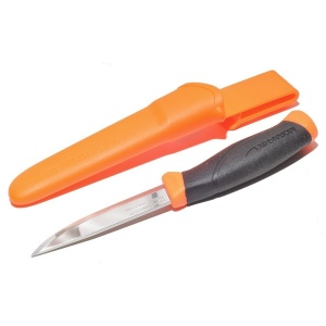 Cutit Morakniv Companion cu lamă din otel inoxidabil 12C27 si teaca portocaliu fluorescent pentru vizibilitate ridicată în teren - Img 5