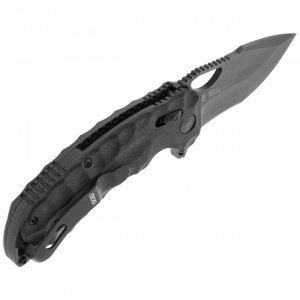 Cutit pliabil SOG Kiku XR LTE Black 12-37-04-57, lama Drop Point CRYO CTS XHP Titanium Nitride, XR Lock, Thumb Stud, maner Black Micarta cu liner-e Carbon Fiber, EDC Outdoor - Img 2