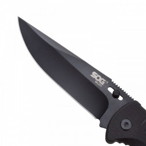 Cutit pliabil SOG Salute Black FF11-CP, lama 8Cr13MoV Black Oxide, Lockback, maner G10, EDC Tactical Folder - Img 3