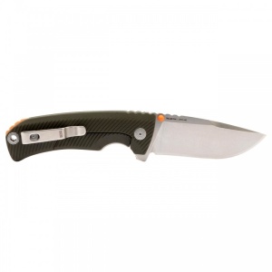 Cutit pliabil SOG Tellus FLK Olive Drab 14-06-01-43, lama Drop Point CRYO 440 Stonewashed, Frame Lock, deschidere Flipper, maner GRN Olive Drab, EDC Outdoor - Img 3