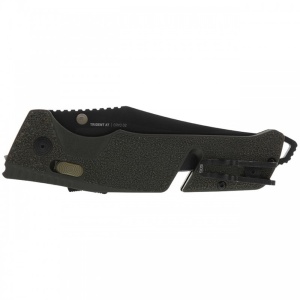 Cutit pliabil SOG Trident AT Olive Drab 11-12-03-41, lama Drop Point CRYO D2 Black TiNi, deschidere asistata S.A.T., AT-XR Lock, taietor de centura, spargator de geam, maner GRN Olive Drab - Img 12