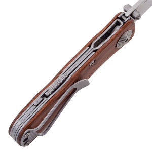 Cutit pliabil SOG Twitch II Wood TWI17-CP, lama Drop Point AUS-8 Satin, deschidere asistata S.A.T., Lockback, maner din lemn Rosewood, EDC Premium - Img 18