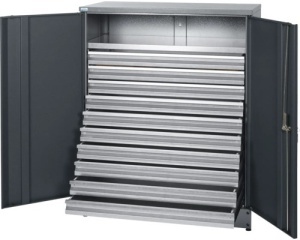 Dulap metalic 2 usi 910x450x1100 mm, cu 1 polita si 10 sertare