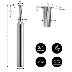 Freza pentru filete M2.2, Datron 00680022E, 1.54x3.0mm - Img 4