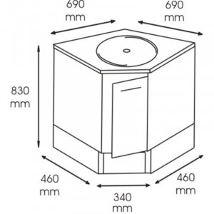 Masca chiuveta cabinet medical/stomatologic cu usa si decupare basculanta , 500x460x830 mm - Img 2