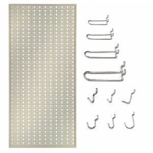 Panou perforat vertical de 500x1000 mm alb cu set de 60 carlige metalice - Img 2