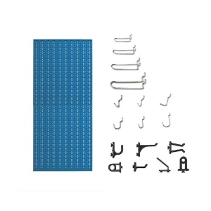 Panou perforat vertical de 500x1000 mm albastru cu set de 40 carlige metalice/plastic