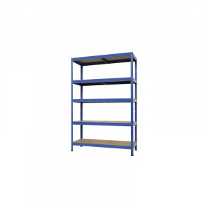 Raft metalic cu 5 polițe din lemn 1200x600x1800 mm max. 250 kg/poliță, montaj rapid cu cleme, albastru - Img 2