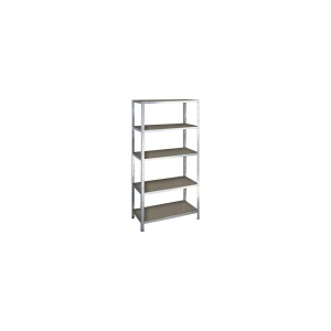 Raft metalic cu 5 polițe din lemn 900x450x1800 mm max. 200 kg/poliță, montaj rapid cu cleme (masă de lucru)