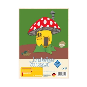 Sablon din lemn, "Casuta in forma de ciuperca", pentru traforaj, dimensiunea A4, Pebaro - Img 2