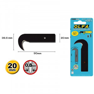 Set 3 lame cutter tip carlig OLFA HOB-1 Japonia, pentru linoleum si mocheta - Img 2