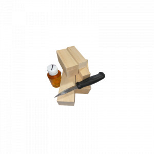Set 5 blocuri din lemn de tei pentru cioplit cu 50 ml ulei tung + cutit sculptura basic, Morakniv - Img 3