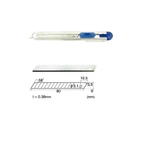 Set Cutter / cutit utilitar transparent mic NT Cutter - 9mm + 10 lame de schimb - Img 12