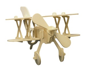 Set de constructie din lemn „Avion cu doua etaje” debitat cu laser Pebaro