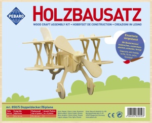 Set de constructie din lemn „Avion cu doua etaje” debitat cu laser Pebaro - Img 2