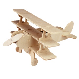 Set de constructie din lemn "Avion cu trei aripi", alimentat cu energie solara Pebaro