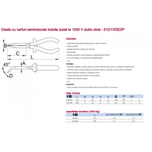512/1VDEDP Cleste/Patent cu varfuri semirotunde indoite izolat la 1000V dublu strat, Unior - Img 5
