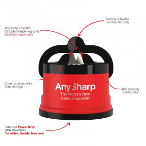 ANY-Red Dispozitiv de ascutit cutite cu carcasa plastic, Red, Anysharp - Img 3