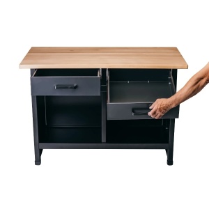 Banc de lucru 1200 x 600 x 830 mm , blat din lemn, gri inchis, 2 sertare + 1 usa,MSS - Img 5