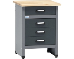 Banc de lucru 60 x 84 x 60 cm, 4 sertare, blat din lemn de fag - Img 2
