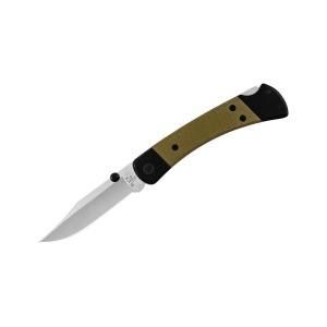 Briceag de vanatoare Buck 110 Folding Hunter Sport 0110GRS5-B, otel S30V, maner Micarta verde si cadru aluminiu, Lockback