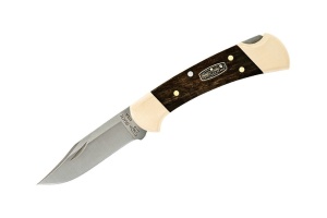 Briceag de vanatoare Buck 112 Ranger Editie Aniversara 50 Ani (0112BRS3FG-B / 0112BRS3-B), otel 420HC, alama si abanos, Lockback