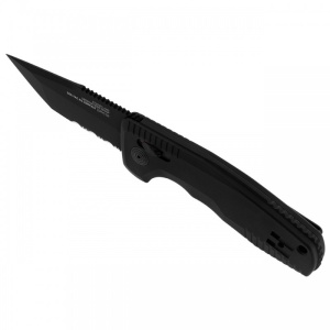 Cutit automat SOG TAC AU Compact Tanto Serrated 15-38-10-57, lama Tanto Cryo D2 partial zimtata, AU-XR Lock, maner din aluminiu, Tactical EDC Knife - Img 3