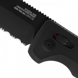 Cutit automat SOG TAC AU Tanto Serrated 15-38-04-57, lama Tanto Cryo D2 partial zimtata, AU-XR Lock, maner G10, Tactical Automatic Knife - Img 8