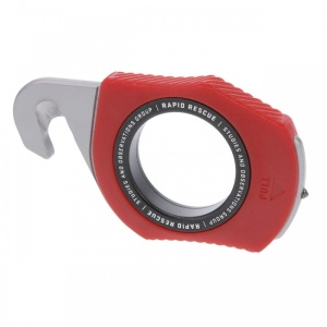 Cutit de salvare SOG Rapid Rescue Rescue Red, cutter pentru centuri cu spargator de geam si teaca Quick-Deploy - Img 4