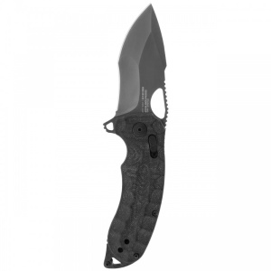 Cutit pliabil SOG Kiku XR LTE Black 12-37-04-57, lama Drop Point CRYO CTS XHP Titanium Nitride, XR Lock, Thumb Stud, maner Black Micarta cu liner-e Carbon Fiber, EDC Outdoor - Img 3