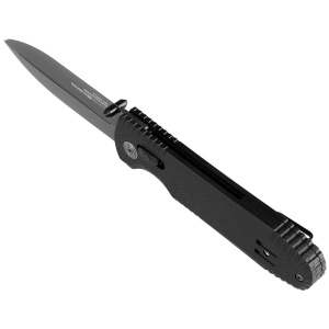 Cutit pliabil SOG Pentagon XR LTE Black 12-61-05-57, lama Spear Point CTS XHP Black TiNi, XR Lock, Flipper, maner G10 Black cu liner-e Carbon Fiber, EDC Tactical - Img 4
