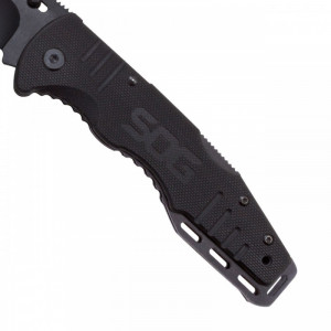 Cutit pliabil SOG Salute Black FF11-CP, lama 8Cr13MoV Black Oxide, Lockback, maner G10, EDC Tactical Folder - Img 4