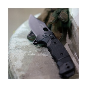 Cutit pliabil SOG SEAL XR Black 12-21-02-57, lama Clip Point CPM S35VN Black Cerakote, XR Lock, Flipper, Thumb Stud, maner GRN Black, Made in USA - Img 9