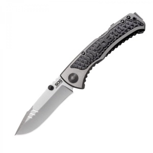 Cutit pliabil SOG Sideswipe SW1011-CP, lama asistata 7Cr15, Lockback, maner aluminiu cu insertii GRN - Img 9