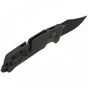 Cutit pliabil SOG Trident AT Olive Drab 11-12-03-41, lama Drop Point CRYO D2 Black TiNi, deschidere asistata S.A.T., AT-XR Lock, taietor de centura, spargator de geam, maner GRN Olive Drab - Img 13