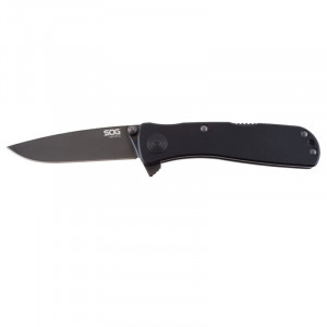 Cutit pliabil SOG Twitch II Black TWI12-CP, lama Drop Point AUS-8 Black TiNi, deschidere asistata S.A.T., Lockback, maner din aluminiu anodizat negru, EDC Premium - Img 2