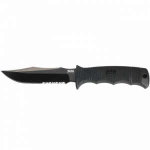 Cutit tactic SOG SEAL Pup Elite Black TiNi, otel AUS-8, lama partial zimtata 123 mm - Img 6