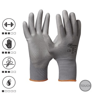 Gebol 709243G, Manusi de protectie Micro Flex, din poliester, acoperire din poliuretan, uz profesional, marimea 9/L