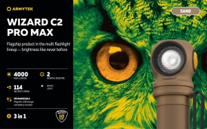 Lanterna frontala Armytek Wizard C2 Pro Max Sand White 4000 lm cu acumulator 21700 - Img 5