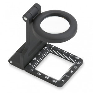 Lupa pliabila Metal LinenTest 6.5 x 20mm cu lupa LED cu masuratori - Carson - Img 1