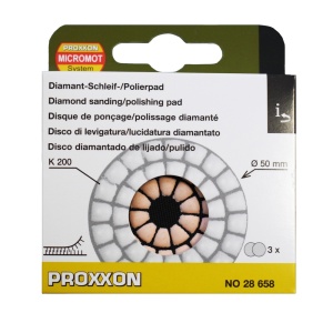 Proxxon 28658, Set 3 discuri diamantate pentru slefuire si lustruire, GR200, diametru 50mm, pentru WP/A si WP/E - Img 3