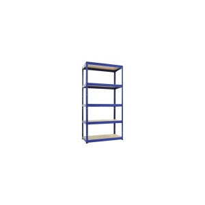 Raft metalic cu 5 polițe din lemn 750x350x1800 mm max. 175 kg/poliță, montaj rapid cu cleme, albastru