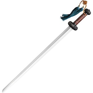 Sabie chinezeasca Cold Steel Battle Gim CS-88FG, Lama din otel Damasc, maner din lemn de trandafir, teaca din lemn - Img 3