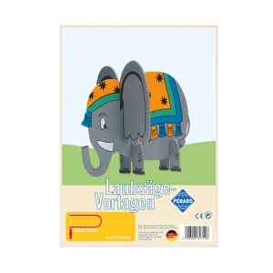 Sablon din lemn, "Elefant", pentru traforaj, dimensiunea A4, Pebaro - Img 2