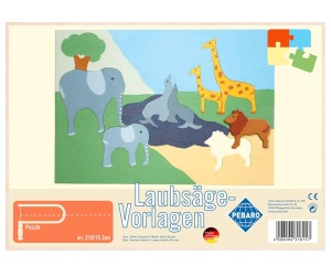 Sablon din lemn, "Zoo", pentru traforaj, dimensiunea A4, Pebaro
