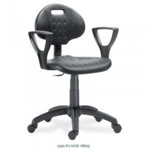 Scaun profesional 1290 NOR brate fixe BR 25, inalt, poliuretan, suport picioare, negru - Img 2