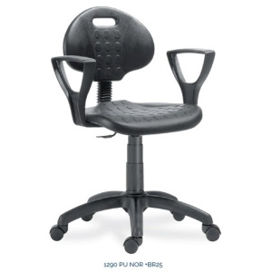 Scaun profesional 1290 NOR brate fixe BR 25, inalt, poliuretan, suport picioare, negru